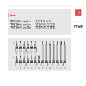 Rico 20 Parça 1/4-1/2 Lokmalı Delikli Torx Lokma Takımı Seti - 007-Rc3029