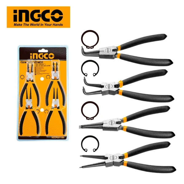 Ingco 4 Parça Profesyonel Segman Pense Seti 180Mm - Hccps01180