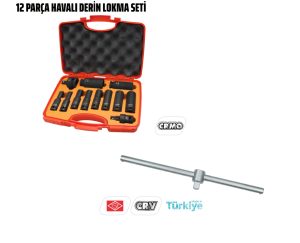 Rico Havalı Lokma Takımı Seti 12 Parça 1/2 6 Köşe 1/2 300mm T Kol - RC2300