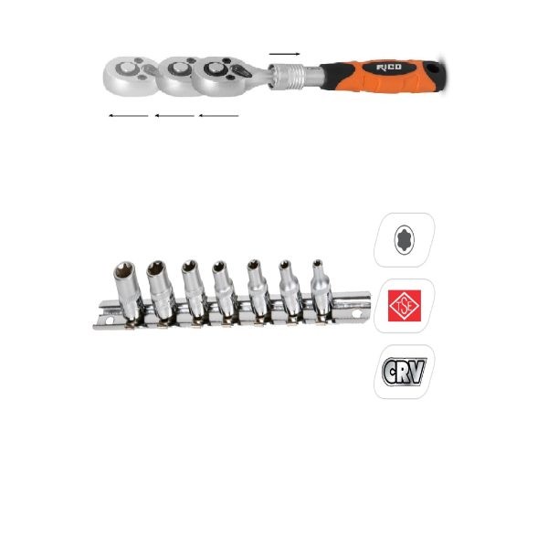 Rico 1/4 E Torx Lokma Seti 1/4 Uzatmalı Cırcır - Kk1421