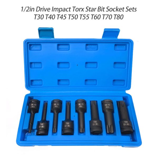 1/2 8 Parça Darbeli Torx Yıldız Bit Soket Takımı Seti - Hk-Tt08